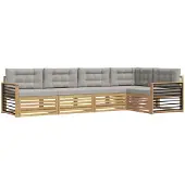 vidaXL Buiten bank set 6 st Wit en Lichtgrijs Polyester