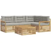 vidaXL Buiten bank set 6 st Wit en Lichtgrijs Polyester