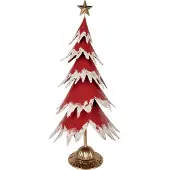 Clayre & Eef Kerstdecoratie Beeld Kerstboom 39x31x84 cm Rood Metaal