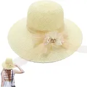 Unyqoos Elegante Dames Strohoed met Brede Krempe voor Zomer en Stranduitjes