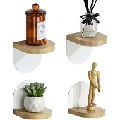 Unyqoos Set van 4 elegante zwevende houten wandrekken voor diverse ruimtes
