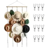 Unyqoos Stijlvolle wandorganizer voor hoeden met clips in bohemian stijl