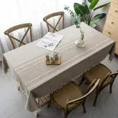 Unyqoos Elegante katoenen linnen tafelkleed met kwastjes voor diverse tafels