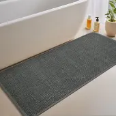 Unyqoos Donkergrijze waterabsorberende badmat met antislip en wasbare eigenschappen