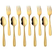 Unyqoos Elegante gouden bestekset voor espresso en desserts, 10-delige set