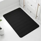 Unyqoos Zwarte ultrazachte badmat van traagschuim met antislip en absorberende eigenschappen