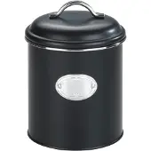 Unyqoos Luchtdichte metalen opbergdoos, zwart, 1,6 liter – Voorraadbus voor droge etenswaren met siliconenafdichting en een beschrijfbaar aluminium label