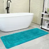 Unyqoos Turquoise Hoogpolig Badkamertapijt met Antislip en Absorberende Eigenschappen