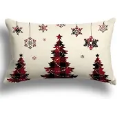 Unyqoos Decoratieve linnen kussenhoes met kerstmotief en onzichtbare ritssluiting