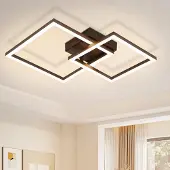 Unyqoos Moderne, rechthoekige LED-plafondlamp, 20W – verstelbaar, vierkant ontwerp, zwart, 3000K warmwit, plafond- en wandlamp voor woonruimtes