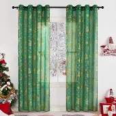 Unyqoos Transparante kerstgordijnen met feestelijke print voor sfeervolle woonkamer