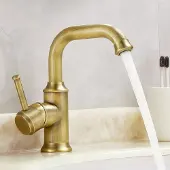 Unyqoos Retro draaibare wastafelkraan van messing met waterbesparende bubbler