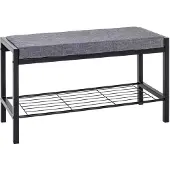 Unyqoos Moderne schoenenbank met metalen frame en grijze textiel bekleding