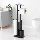 Unyqoos Stijlvolle vrijstaande toiletpapierhouder met borstel en opbergruimte