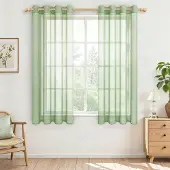 Unyqoos Moderne saliegroene semi-transparante gordijnen set voor slaapkamer