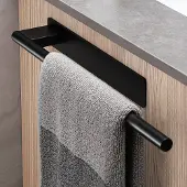 Unyqoos Stijlvolle zwarte zelfklevende handdoekhouder voor badkamer en keuken
