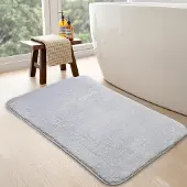 Unyqoos Grijze zachte antislip badmat van katoen voor badkamer en douche