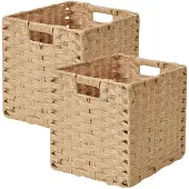 Unyqoos Opvouwbare opbergmanden van kunststof met rotan-look en draaggrepen