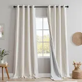 Unyqoos Luxe lichtbeige verduisteringsgordijnen met isolerende voering set van twee