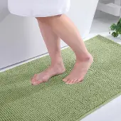 Unyqoos Zachte antislip badmat van chenille in saliegroen, 40 x 60 cm