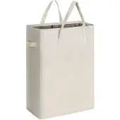 Unyqoos Ruimtebesparende Opvouwbare Wasmand met Handvatten en Waterdichte Functie, 45L Capaciteit, Beige