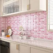 Unyqoos Roze zelfklevende tegelstickers voor keuken en badkamer in 3D-look