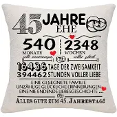 Unyqoos Decoratieve linnen kussenhoes voor 45-jarig huwelijksjubileum cadeau