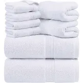 Unyqoos Zachte en Luxe 8-delige Handdoekenset voor Badkamer en Spa Ervaring
