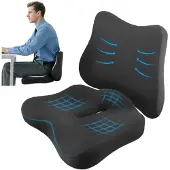 Unyqoos Ergonomisch Traagschuim Zitkussen en Rugkussen voor Comfortabel Langdurig Zitten