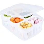 Unyqoos 7-delige opbergset voor fruit en groenten – 1x 24,2 x 16 x 8,7 cm + 6x 7 x 7,3 cm, voedselveilig plastic, BPA-vrij, luchtdichte deksel