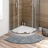 Unyqoos Halfronde antraciet badmat voor hoekdouche met antislip en wasbare microvezel