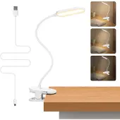 Unyqoos Flexibele, USB-oplaadbare LED-leeslamp – 3 helderheidsniveaus, 4000K oogvriendelijk licht, 1200 mAh batterij, clip- en standaardfunctie, sensorknop