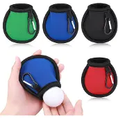 Unyqoos Golfbalreinigingsset – 4 microvezelzakjes met clip, waterafstotend, 10 x 9,5 x 1 cm, 20 g, rood/groen/zwart/blauw