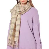 Unyqoos Stijlvolle geruite damessjaal met franjes voor een warme winterlook