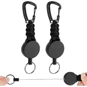 Unyqoos Set van Twee Uittrekbare Sleutelhangers met Sterke Staalkabel en Karabijnhaak