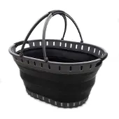 Unyqoos Wasmand van kunststof, opvouwbaar, draagbaar, ruimtebesparend, grijs/zwart, 25 liter