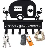 Unyqoos Stijlvolle zwarte wandhouder met zes haken voor sleutels en accessoires