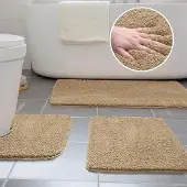 Unyqoos Uitgebreide 3-Delige Badmatset met Hoogwaardige Microvezel en Antislip Eigenschappen