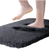 Unyqoos Zwarte microvezel badmat met antislip en hoge absorptie, 60x90 cm