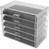 Unyqoos Transparante acryl sieraden- en make-uporganizer met vijf stapelbare laden