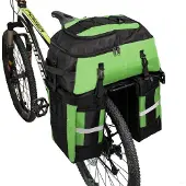 Unyqoos Fietsaccessoire-set 70 liter – 1 rugzak + 2 zijtassen van nylon, met regenhoes, reflecterende strepen en veilige bevestigingshaken
