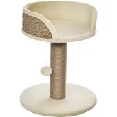 PawHut Kratzbaum-Spanplatte, Polyester-40L x 40B x 49H cm-Kaffee