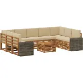 vidaXL Buiten bank set 10 st Natuurlijk en Beige Polyester