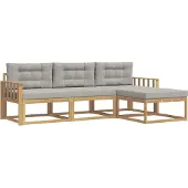 vidaXL Buiten bank set 4 st Wit en Lichtgrijs Polyester