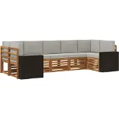 vidaXL Buiten bank set 7 st Naturel en lichtgrijs Polyester