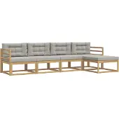 vidaXL Buiten bank set 4 st Wit en Lichtgrijs Polyester