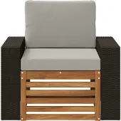 vidaXL Buiten Midden Sofa Natuurlijk en Lichtgrijs Massief Acacia Hout