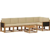 vidaXL Buiten bank set 7 st Natuurlijk en Beige Polyester