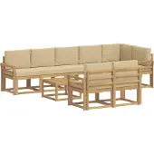 vidaXL Buiten bank set 9 st Wit en Beige Polyester