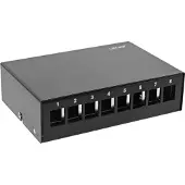 InLine uitvoerdoos | voor 8 Keystone modules | bureau-/DIN-rail-montage | zwart